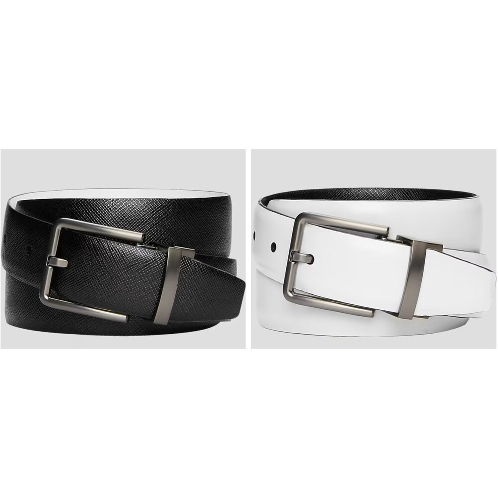 NWT Calvin Klein Men's 32 mm Reversible Dress Belt White Black Size XL